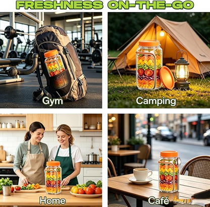 35oz Side Opening Mason Salad Jar | 1000ml Leakproof Portable Salad Container - Image 4