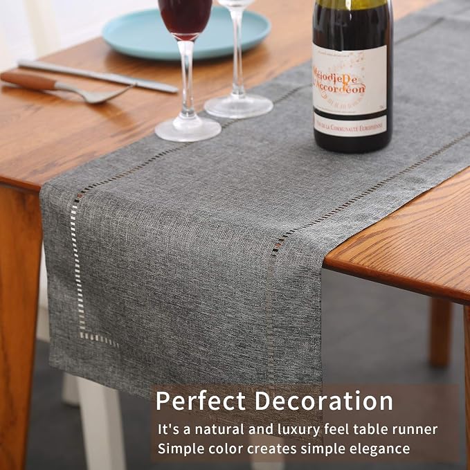 Tosewever Decorative Linen Table Runner Farmhouse Style Tabletop Collection 14 - Image 3