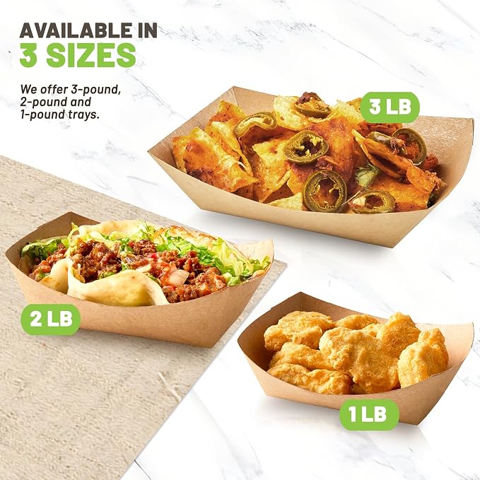 ZORRITA Paper Food Trays, 3 Lb, 100 Pack | Disposable, Kraft Paper, Nacho Trays - Image 6