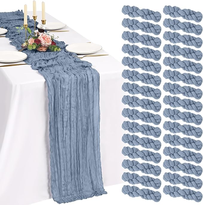 30 Pack Cheesecloth Table Runner 10FT Dusty Blue Table Runner Boho Gauze Cheese by Showgeous