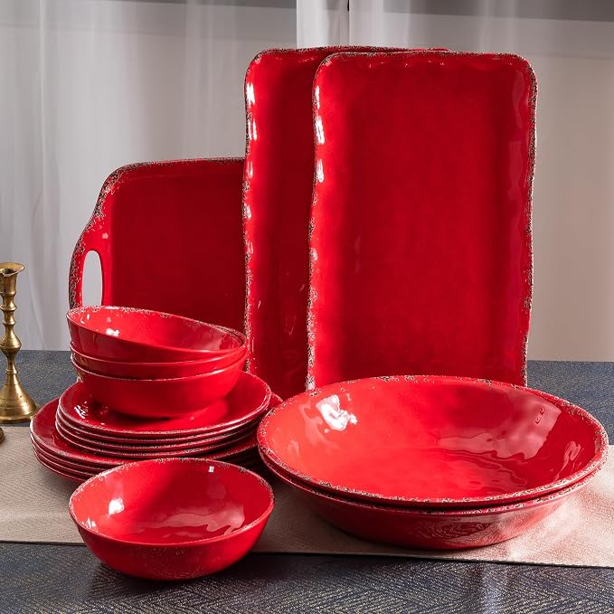 13.75" x2.75'' Extra Large Melamine Serving Bowls, Christmas Bowls Set - Image 5