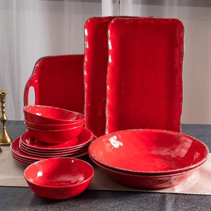 13.75" x2.75'' Extra Large Melamine Serving Bowls, Christmas Bowls Set - Image 5