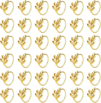 Set of 50 Leaf Napkin Rings Metal Gold Leaf Napkin Ring, Metal Napkin Rings by FCDECOR
