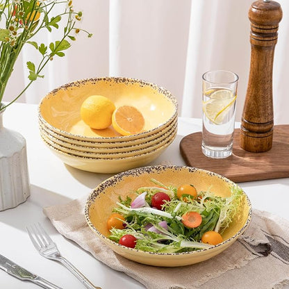 Farmhouse Melamine Pasta Bowls Set, 42 OZ Large Salad Bowls Set, 9.25 inch 6 - Image 4