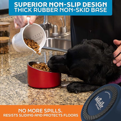 Master Pet Supply Stainless Steel Slanted Dog Cat Food Bowl - 16 oz Heavy Duty - Navy Blue, Double Wall Insulated, Non-Slip Elevated Bowl for French Bulldogs Pugs Cats, Anti Rust Dishwasher Safe