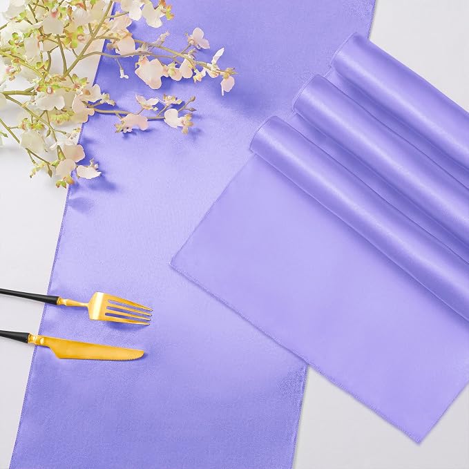 Horbaunal 24 Pack Lavender Satin Table Runner 12 x 108 Inch | Smooth Table - Image 4