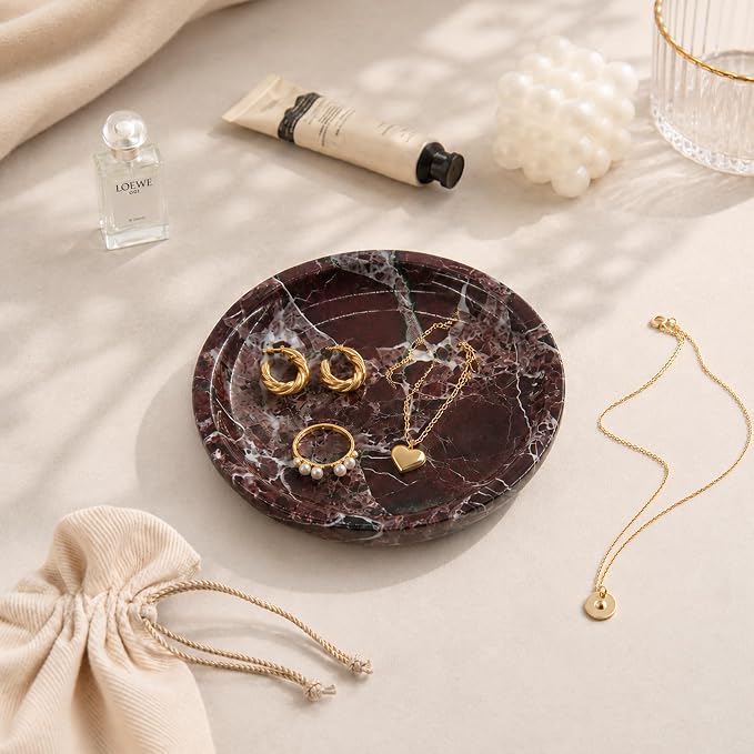 Small Natural Marble Jewelry Tray Key Plate Holder Dish Trinket Decor Catch All - Image 4