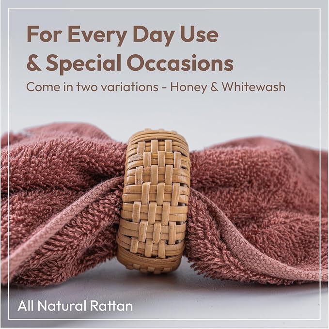Rattan Napkin Rings Set of 12, Made in Indonesia, Handwoven 1.5" Rustic Wicker - Image 3