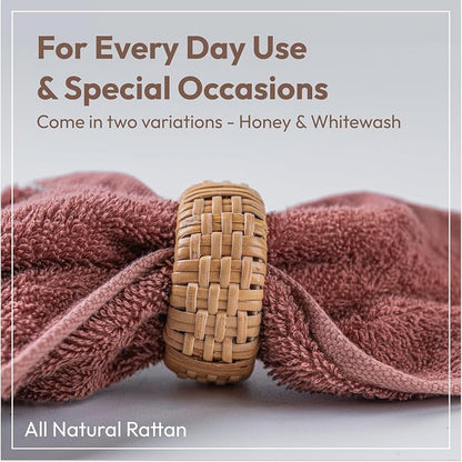Rattan Napkin Rings Set of 12, Made in Indonesia, Handwoven 1.5" Rustic Wicker - Image 3