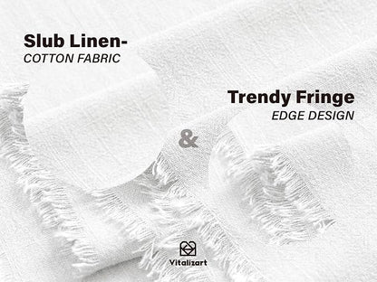 Vitalizart White Table Runner 14" x 120" Long Slub Texture Cotton Linen | Soft - Image 4