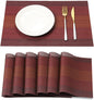HeloHo Halloween Christmas Red Placemats Set of 6 Kitchen Table Mats Christmas Placemats Washable Crossweave Woven Vinyl Placemat for Dining Table