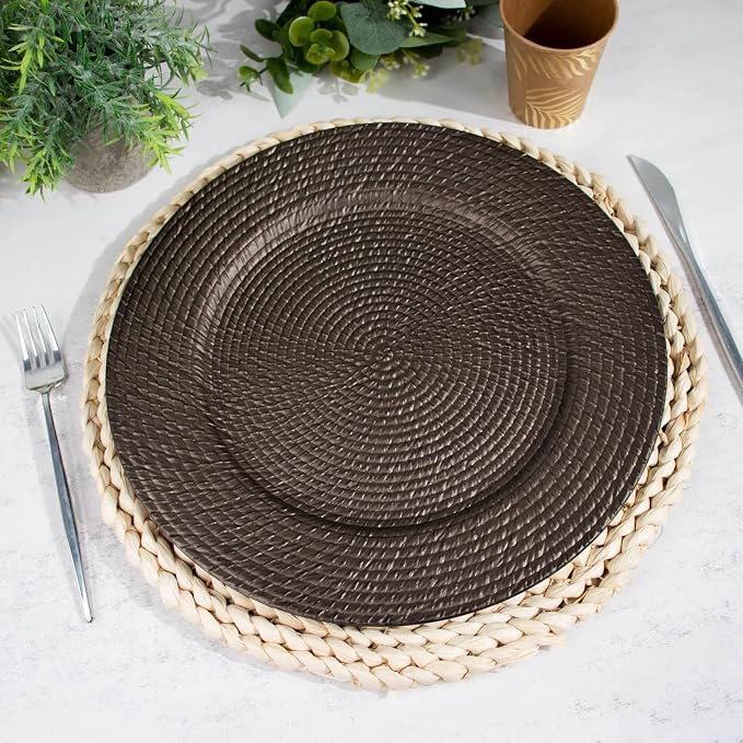 Efavormart 12-Pack Acrylic Charger Plates 13" Round Natural Brown by efavormart