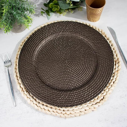 Efavormart 12-Pack Acrylic Charger Plates 13" Round Natural Brown by efavormart