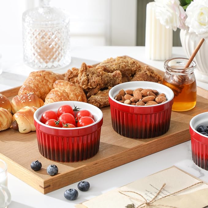 MALACASA Ramekins 8 oz Oven Safe, Large Ceramic Souffle Dishes - Image 7