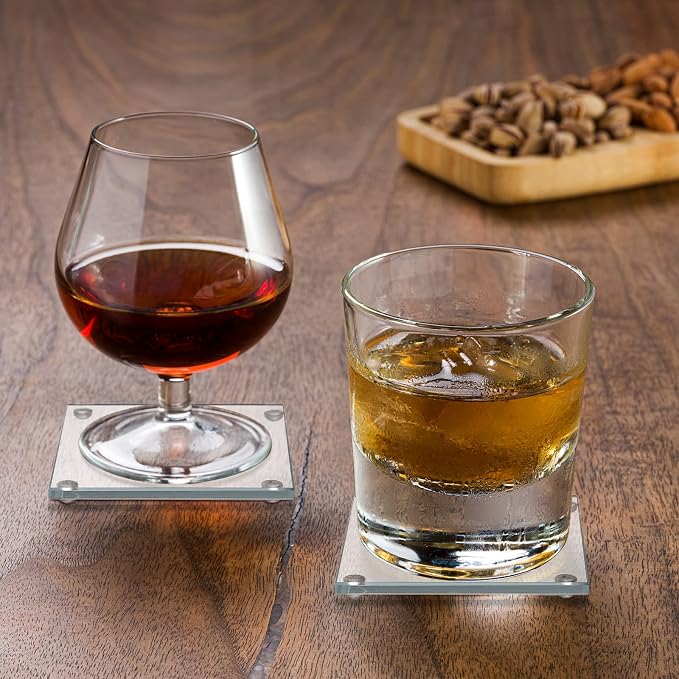 Set of 6 Square Glass Drink Coasters, 3.5"x3.5" Crystal Coasters - Image 6
