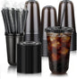 tchrules 100 Set 18oz Black Round Bottom Plastic Cups by Tchrules