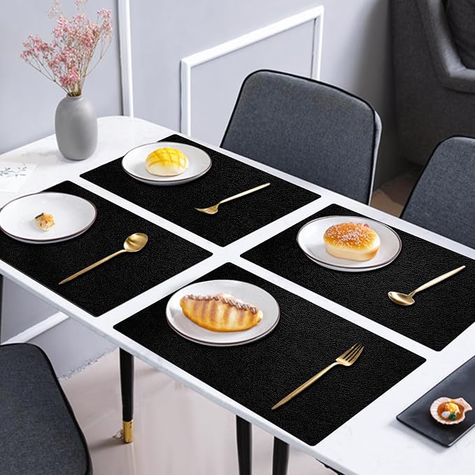 Placemats and Coasters Set of 6, Waterproof、Oil-Proof Wipeable、Anti Slip PVC - Image 3