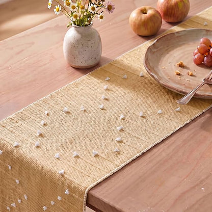 Artoid Mode Burlap Brown Farmhouse Rustic Cotton Woven Table Runner, Seasonal - Image 5