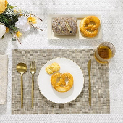 SHACOS Placemats Set of 4 Woven Vinyl Reversible Plastic Durable Place Mats - Image 2