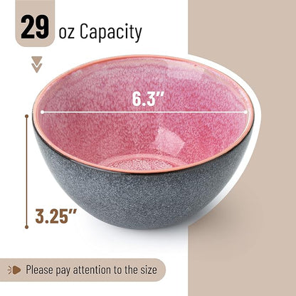Brew To A Tea BTaT- Ceramic Cereal Bowls, 29 oz, 6 Pack, 6.3 Inches, Glazed - Image 3