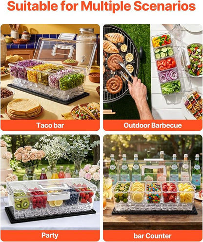VEVOR Chilled Condiment Server Caddy, 5 Compartment Ice Cooled Serving Container - Image 6