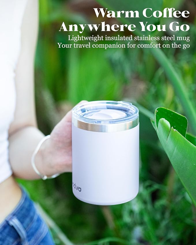 12oz Insulated Coffee Mug with Lid – Includes Two Lids, Stainless Steel Coffee - Image 9