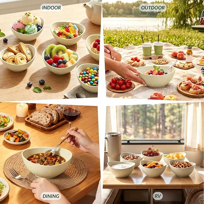 Unbreakable Cereal Bowls Wheat Straw Bowls Set 26 OZ Plastic Bowls Alternative - Image 8