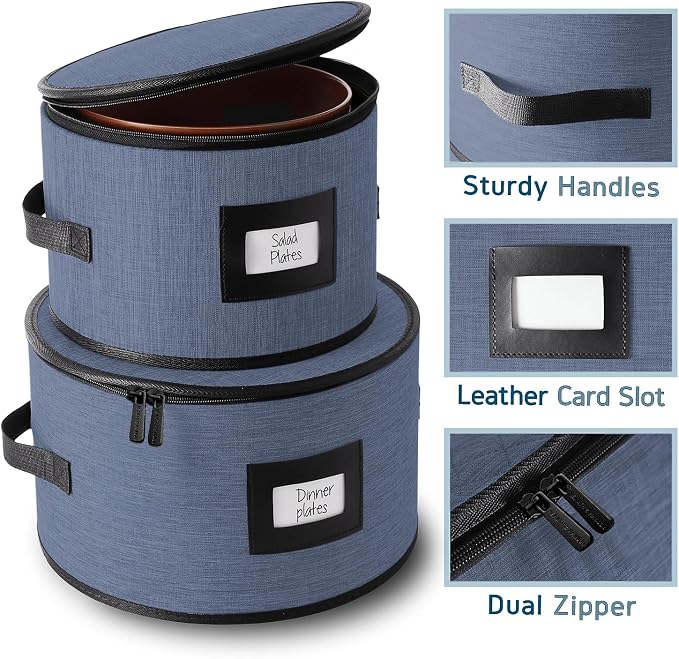 Fine China Storage Containers Hard Shell, 4 Piece Dish Storage Containers - Image 3