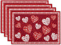 Giwawa Love Heart Placemats Set of 4, Valentines Day Red White Hearts Print Linen Place Mat 12x18 Inch, Romantic Non-Slip Washable Table Mats Kitchen Dining Tabletop Holiday Party Wedding Decor