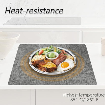 Placemats Set of 6 Faux Leather Heat Resistant Tables Mats Waterproof Oilproof Wipeable Reversible Anti-Slip Place Mats for Kitchen/Dining/Party/Outdoor 11.8" x 16.9", Light Gray