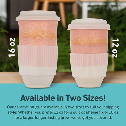 NOVA CERAMICS Travel Mug On the Go Coffee Mug Microwave & Dishwasher Safe Green - Image 5