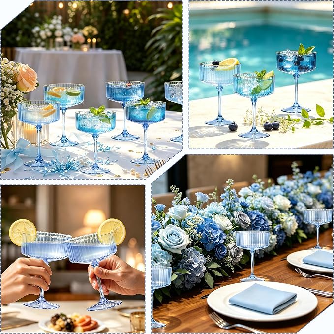12PCS Plastic Martini Glasses, Unbreakable Reusable Champagne Coupe, Removable - Image 7