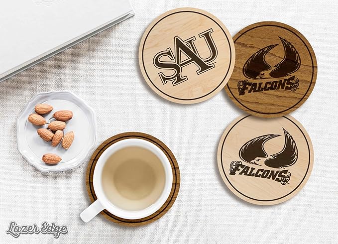 LazerEdge Saint Augustine's Falcons Wooden Coaster Set - Cherry Wood - Officially Licensed Product - 4-Pack