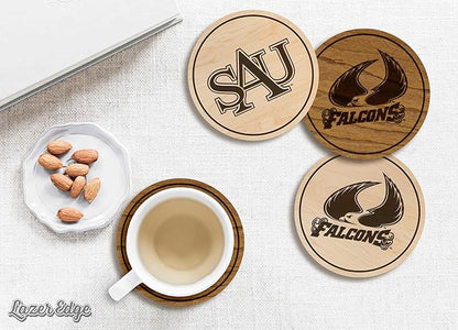 LazerEdge Saint Augustine's Falcons Wooden Coaster Set - Cherry Wood - Officially Licensed Product - 4-Pack