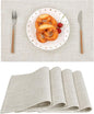 SHACOS Washable Cloth Placemats Set of 4, Double Layer Thick Non Slip Heat Resistant Place Mats, Stain Resistant Faux Linen Modern Farmhouse Table Mats, Ivory