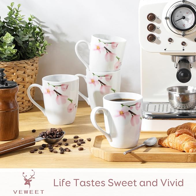 VEWEET Coffee Mugs Set of 6, 11 OZ Floral Ceramic Mugs, ANNIE | 11 OZ Floral - Image 2