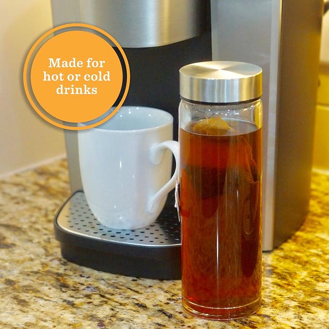 16oz Juice Bottles, Wide Mouth Glass Water Bottles & Stainless Steel Lids | - Image 5
