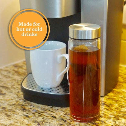16oz Juice Bottles, Wide Mouth Glass Water Bottles & Stainless Steel Lids | - Image 5