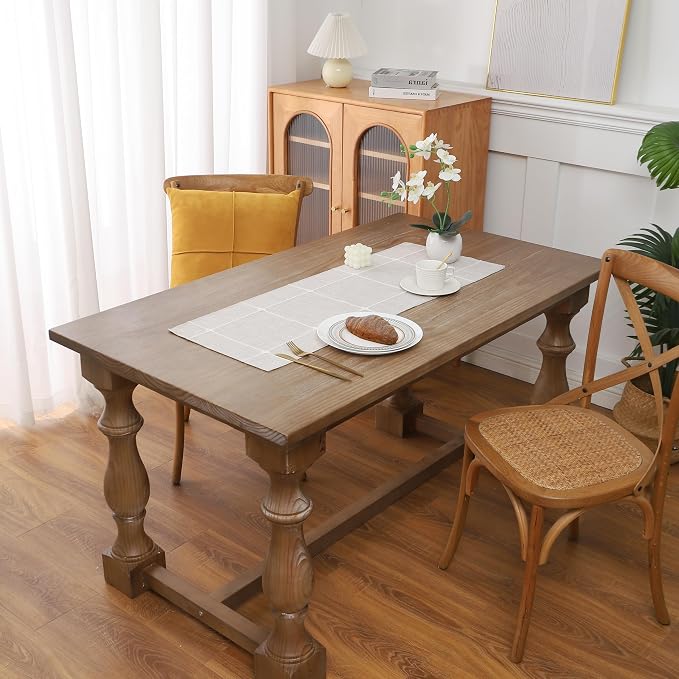 Gernaice Boho Table Runner, Modern Plaid Cotton Linen Farmhouse Table Runners - Image 2