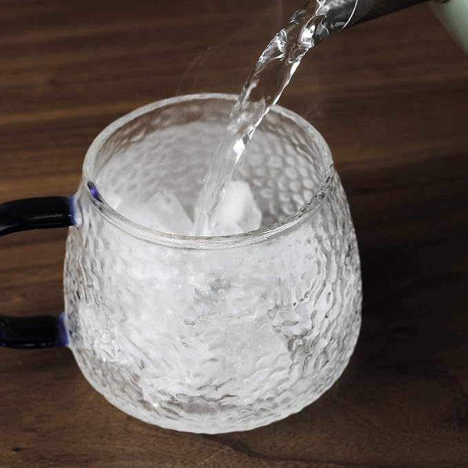 LUXU Hammered Tea Cups, Glass Coffee Mugs, 15 oz, Prefect - Image 3