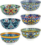 HENXFEN LEAD Boho Cereal and Soup Bowls Set of 6 – 24 oz Colorful Ceramic Bowl for Kitchen, Perfect for Oatmeal, Pasta, Salad, Dessert, Fruit – Microwave & Dishwasher Safe
