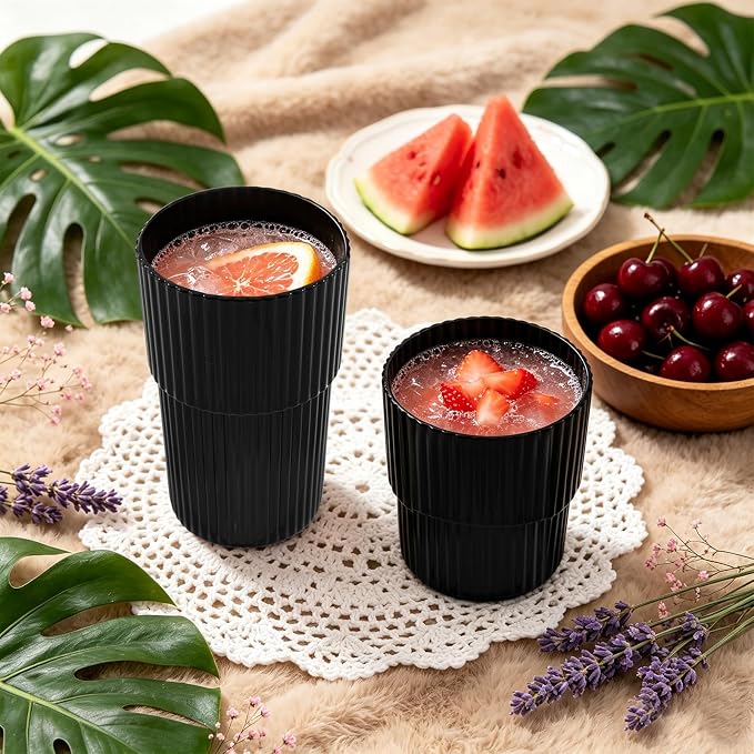 12 Pack Plastic Wine Glasses, 16 Oz Highball Glasses & 12 Oz Cocktail Glasses - Image 5