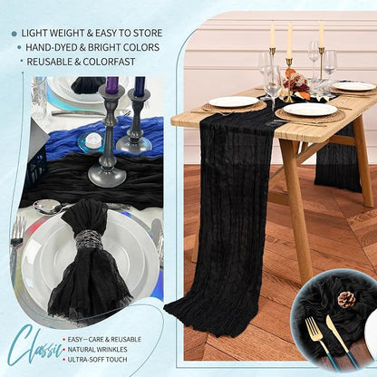 30 Pack Cheesecloth Table Runner 10FT Black Table Runner Boho Gauze Cheese - Image 5