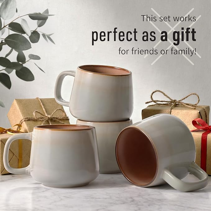 Ava Nord Large Stoneware Ceramic Coffee Mugs Set of 4 | 16 oz | Sage Ash | - Image 6