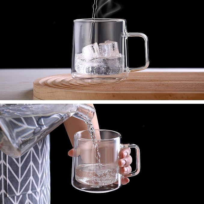 CNGLASS 10oz Glass Coffee Mugs, Double Wall Insulated Glass Mugs - Image 5