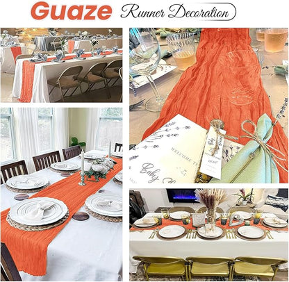 4 Pack Orange Cheesecloth Table Runner 20 x 120 inch Gauze Table Runners 10 FT - Image 4