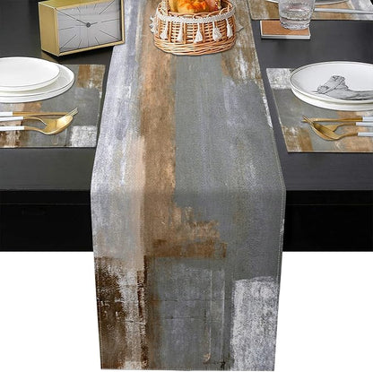 Emvency Table Runner and Placemats Set of 6, Abstract Modern | Painting - Image 2