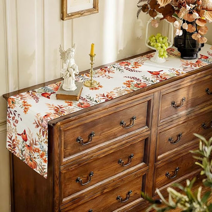 Fall Cardinal Wildflower Table Runner Pumpkin Burlap Table Runners, Rustic - Image 5