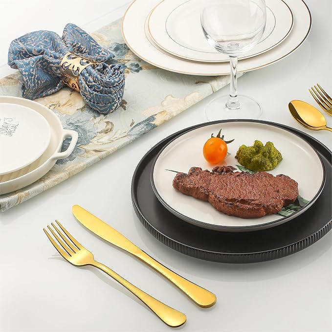 Gold Silverware Flatware Set for 8, 40 Piece Stainless Steel Cutlery Set - Image 7