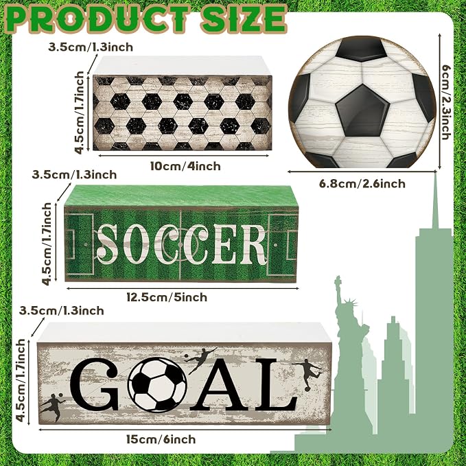 Moucuny 4 Pcs Soccer Party Decorations Soccer Table Centerpiece Football Tiered - Image 3